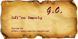 Güns Ompoly névjegykártya